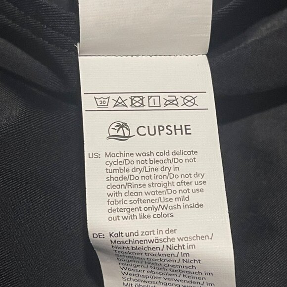 Cupshe Women’s Black One-Piece Swimsuit Small V-Neck Ruched Tummy Control - Picture 8 of 9